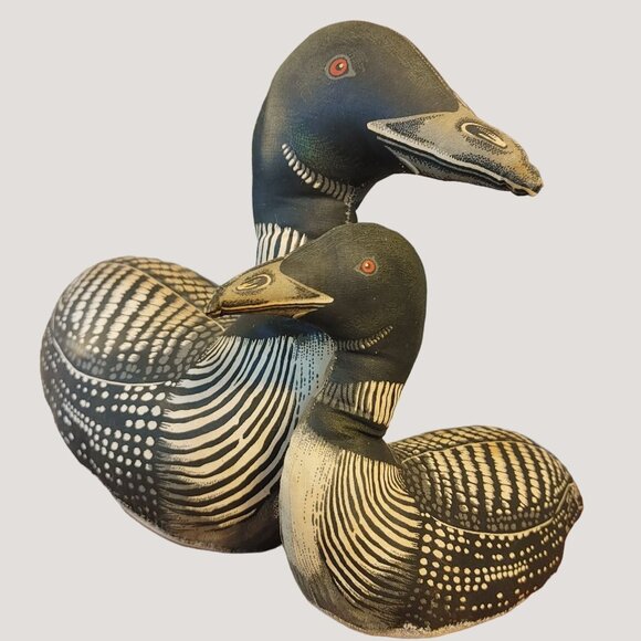 Loon Duck Bird Hunting Decor Country Vintage 1980 Cushion Fabric Pair Set USA